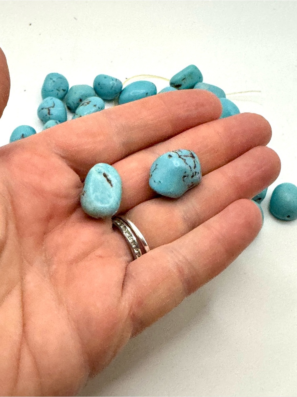 Turquoise Blue Howlite Nugget Beads Strand - Unbranded